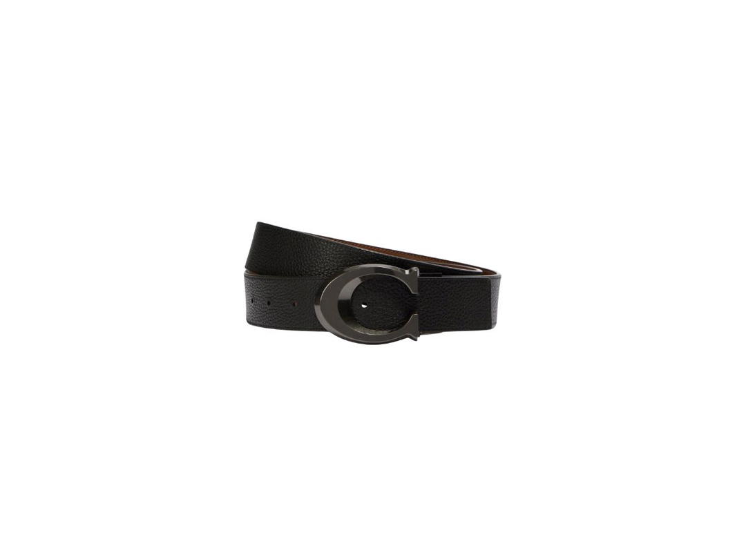 Coach Coach Signature Buckle Cut-To-Size Reversible Belt 38MM Black
