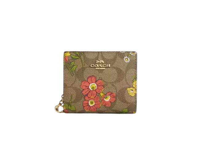 Coach Coach Snap Wallet In Signature Canvas With Floral Print - view 1