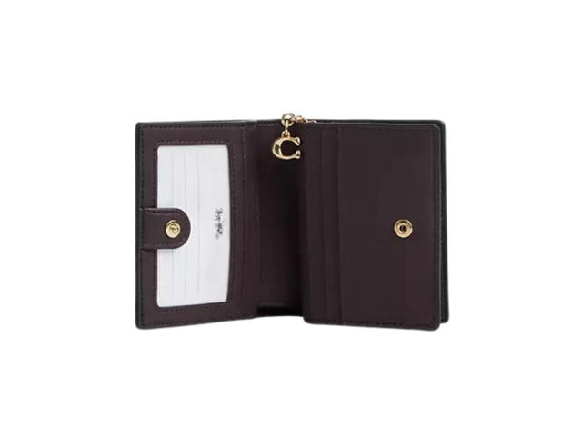 Coach Coach Snap Wallet In Signature Leather With Gold Tone Hardware Black - view 2
