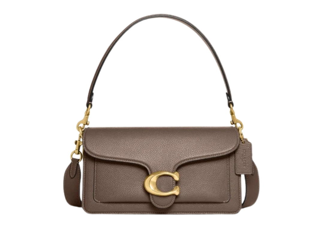 Coach Coach Tabby Shoulder Bag 26 In Polished pebble leather With Gold tone Hardware Dark Stone