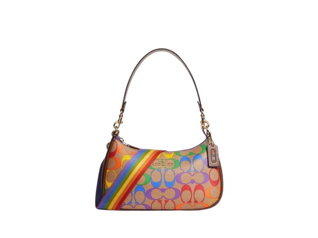 Coach Coach Teri Shoulder Bag In Rainbow Signature Canvas With Gold Hardware - view 1