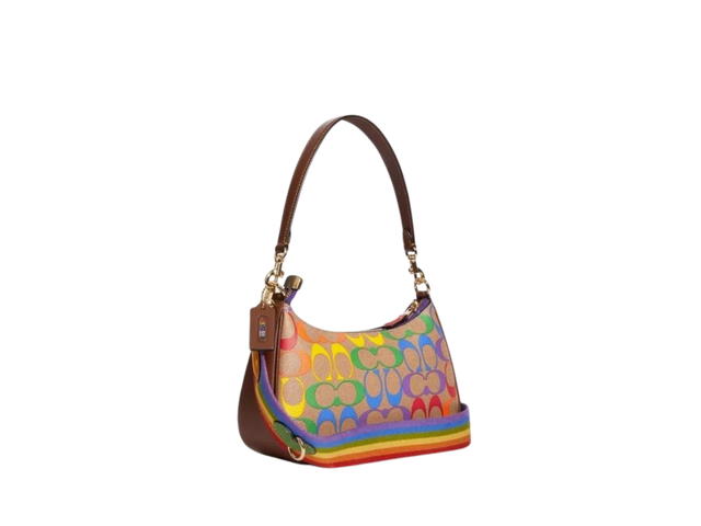 Coach Coach Teri Shoulder Bag In Rainbow Signature Canvas With Gold Hardware - view 2