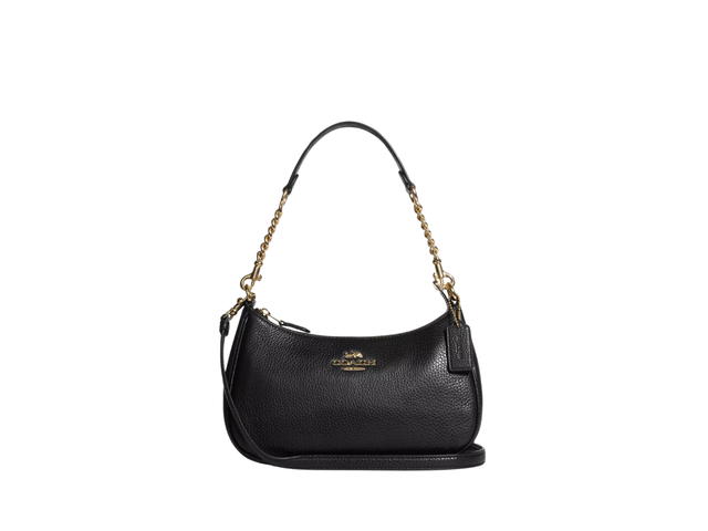 Coach Coach Teri Shoulder Bag In Refined Pebble Leather With Gold Hardware Black - view 1