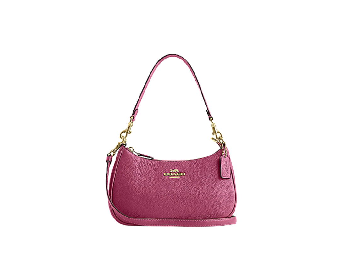 Coach Coach Teri Shoulder Bag In Refined Pebble Leather With Gold Hardware Raspberry