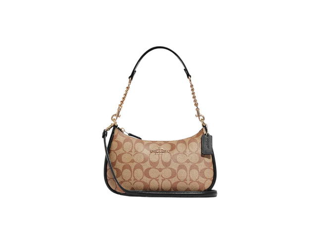 Coach Coach Teri Shoulder Bag In Signature Canvas Gold-Khaki-Black - view 1