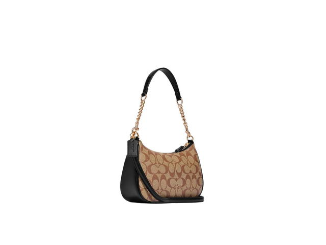 Coach Coach Teri Shoulder Bag In Signature Canvas Gold-Khaki-Black - view 2