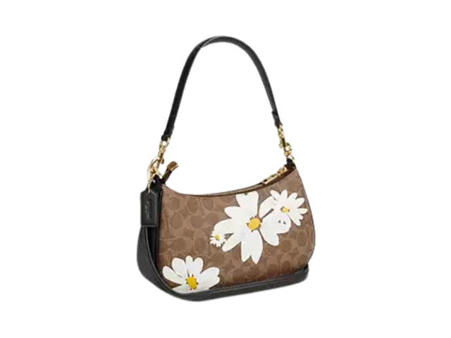 Coach Coach Teri Shoulder Bag In Signature Canvas With Floral Print Tan - view 2