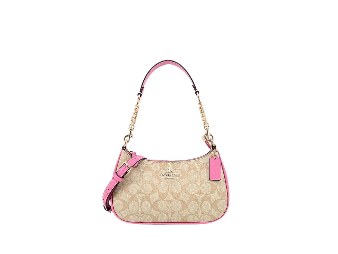 Coach Coach Teri Shoulder Bag In Signature Canvas With Gold Hardware Pink