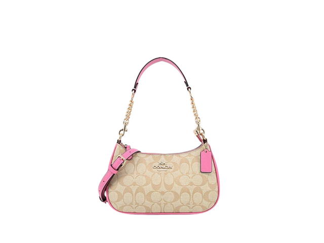 Coach Coach Teri Shoulder Bag In Signature Canvas With Gold Hardware Pink - view 1
