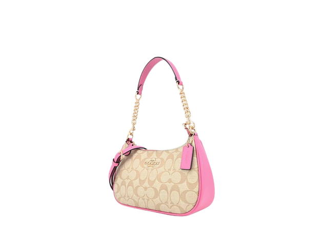 Coach Coach Teri Shoulder Bag In Signature Canvas With Gold Hardware Pink - view 2