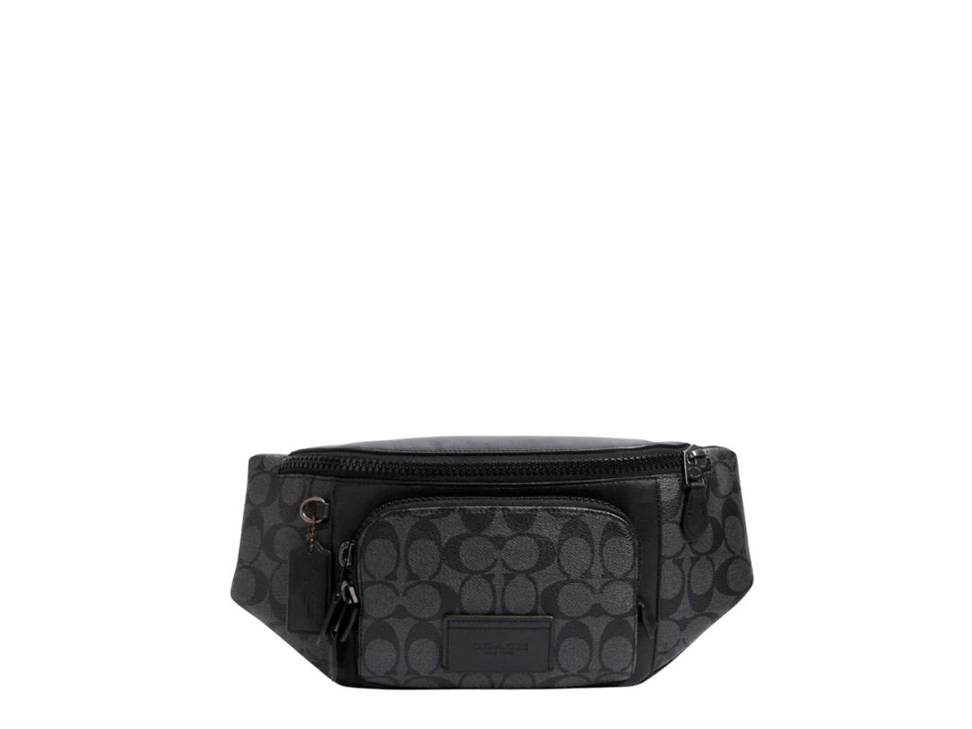 Coach Coach Track Belt Bag In Signature Coated Canvas Charcoal Chalk