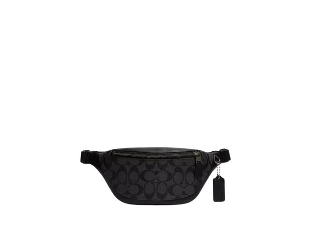 Coach Coach Warren Mini Belt Bag In Signature Canvas-Smooth Leather With Silver Hardware Charcoal - view 1