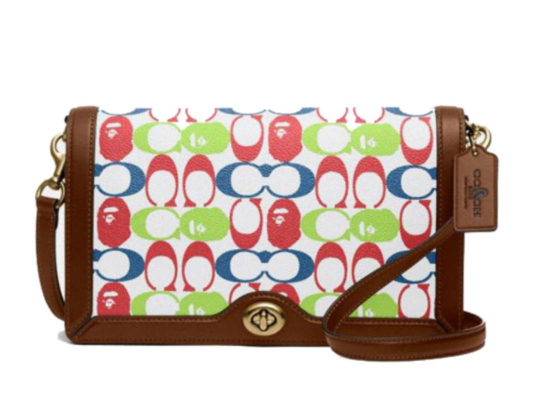 Bape Coach x Bape Riley Crossbody Signature Canvas With Ape Head Brass/Multi