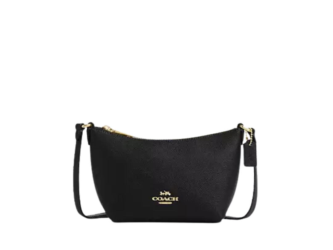Coach Coach Zip Top Crossbody Bag In recycled leather fiber layer Fabric lining With Gold Tone Hardware Black