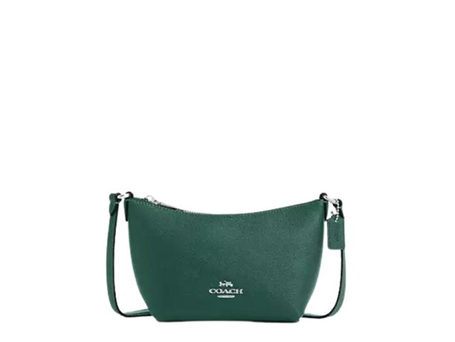 Coach Coach Zip Top Crossbody Bag In Shell partially Made With Recycled Leather Fiber Layer Silver Emerald Green - view 1