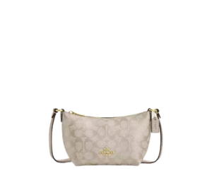 Buy Coach Zip Top Crossbody Bag In Signature Canvas And Metallic Crossgrain leather Gold Champagne Multi at Sasom – Authentic and Ready to Ship