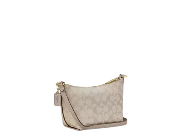 Coach Coach Zip Top Crossbody Bag In Signature Canvas And Metallic Crossgrain leather Gold Champagne Multi - view 3