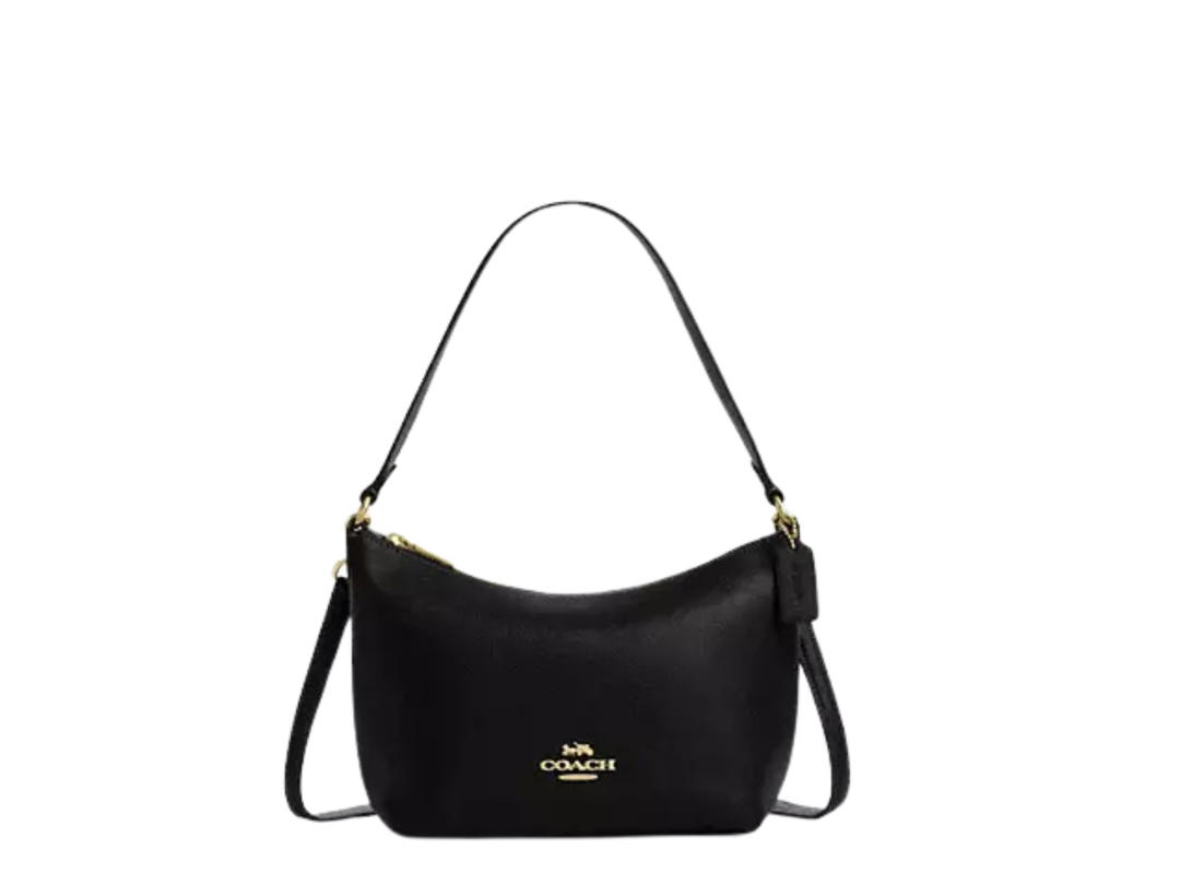 Coach Coach Zip Top Shoulder Bag In Crossgrain leather and printed coated canvas Fabric lining Black