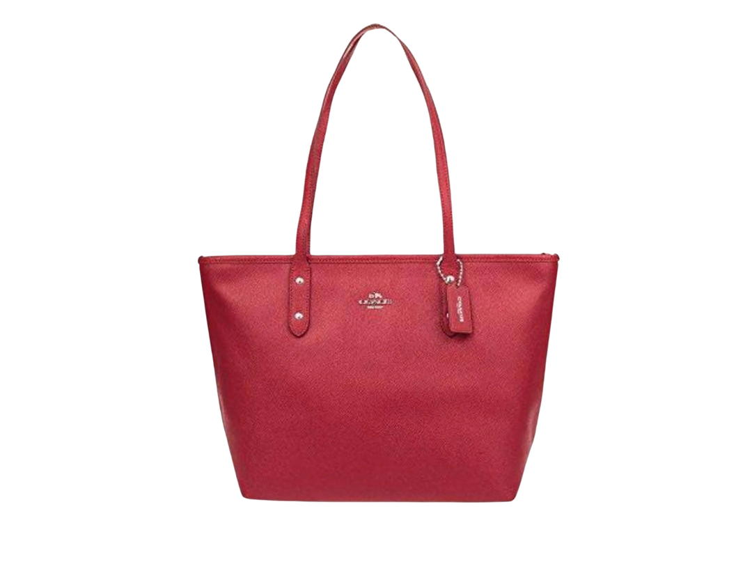 Coach Coach Zip Tote In Sophia Pebble Leather With Silver Hardware Red