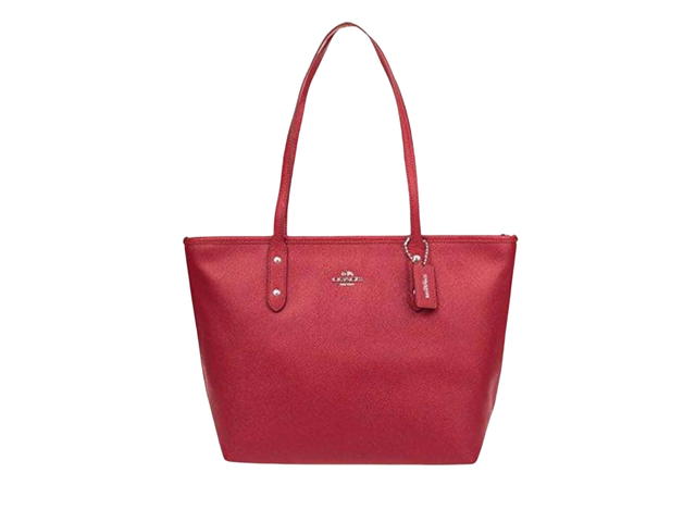 Coach Coach Zip Tote In Sophia Pebble Leather With Silver Hardware Red - view 1