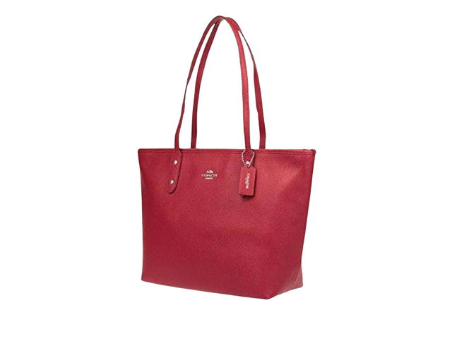 Coach Coach Zip Tote In Sophia Pebble Leather With Silver Hardware Red - view 2
