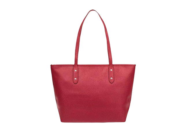 Coach Coach Zip Tote In Sophia Pebble Leather With Silver Hardware Red - view 4