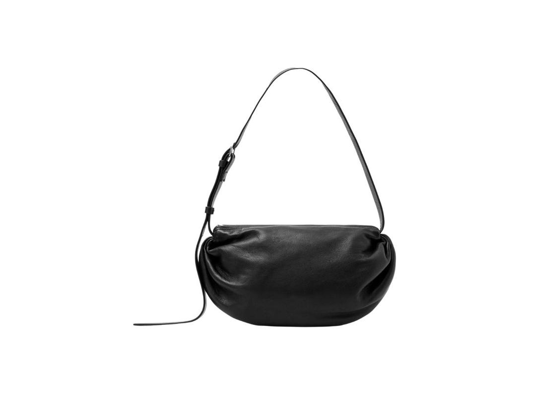 COS COS Gathered Shoulder Bag In Leather Black