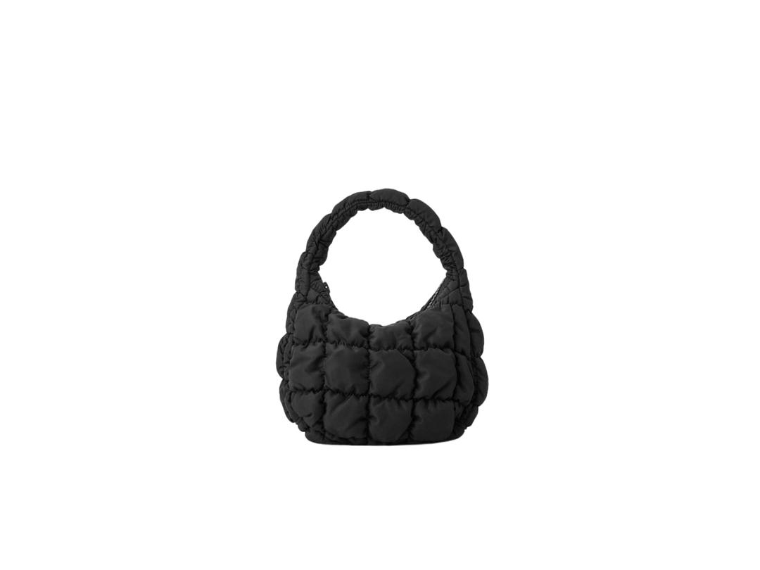 COS Cos Quilted Micro Bag In Cotton Canvas Black