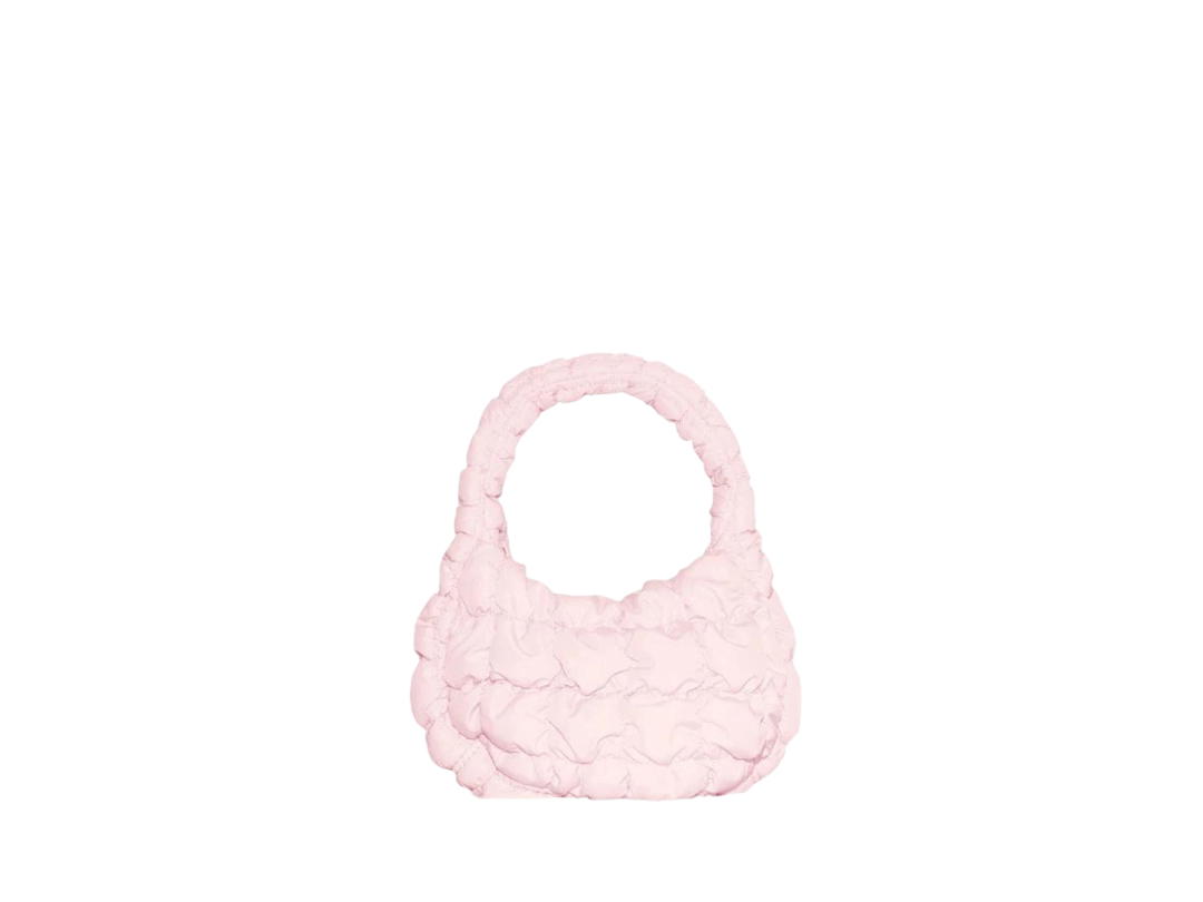 COS Cos Quilted Micro Bag In Cotton Canvas Pink