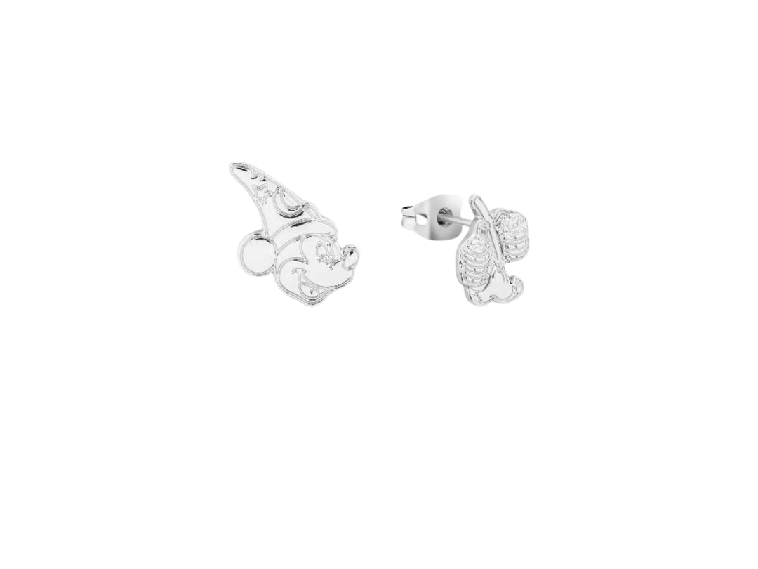 Couture Kingdom Couture Kingdom Disney Fantasia White Gold Plated Sorcerer's Mickey Mix Match 15mm Stud Earrings