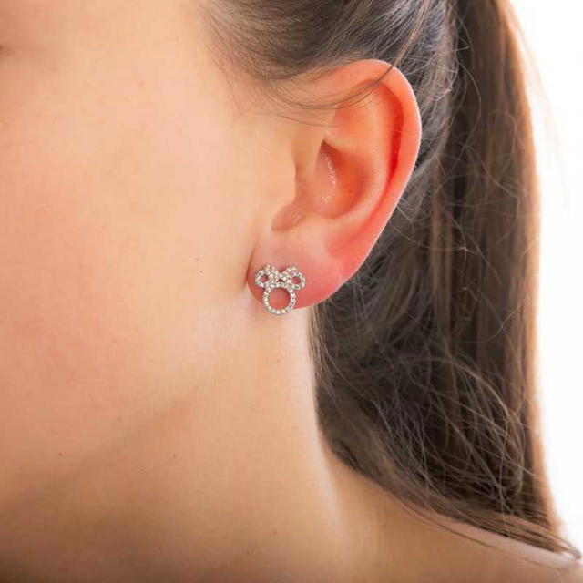 Couture Kingdom Couture Kingdom Disney Precious Metal Minnie Mouse Crystal Outline Stud Earrings - view 2