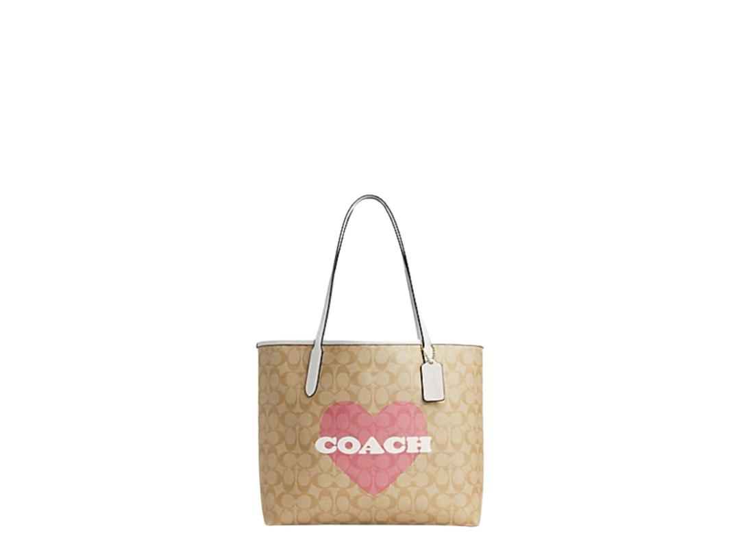 Coach Coach City Tote Heart Print Light Khaki Chalk