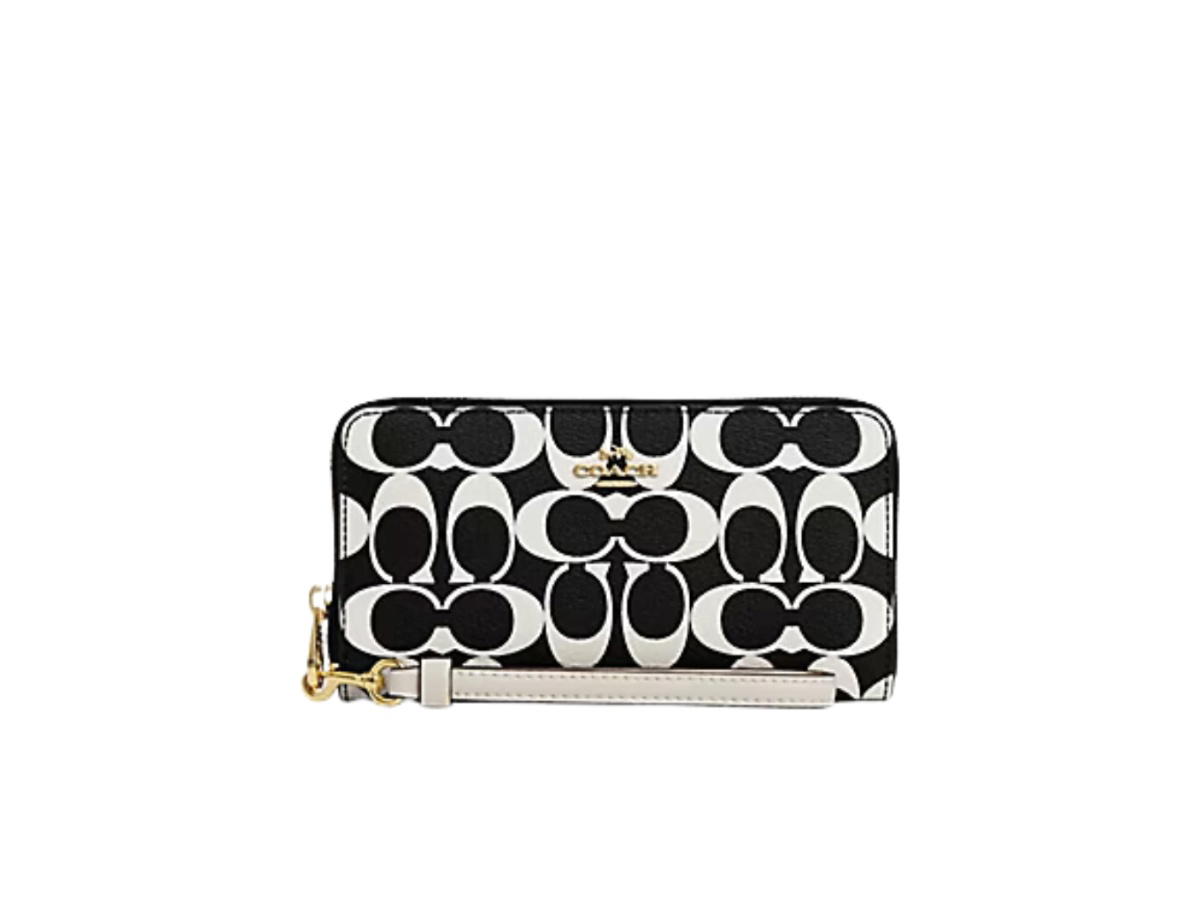 Coach Coach Long Zip Around Wallet In Signature Canvas Black