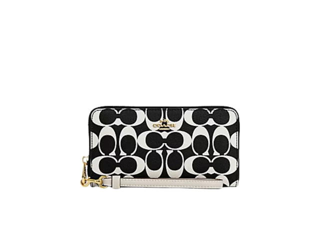 Coach Coach Long Zip Around Wallet In Signature Canvas Black - view 1
