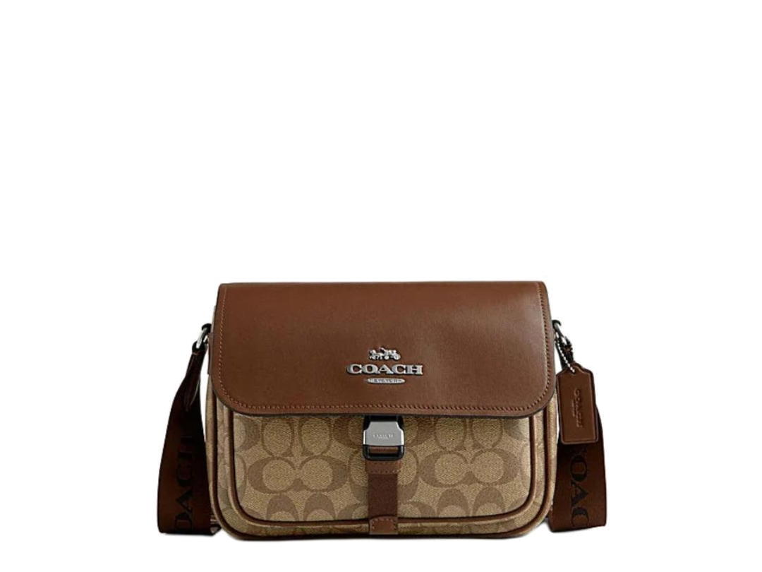 Coach Coach Pace Signature Shoulder Bag Khaki Brown