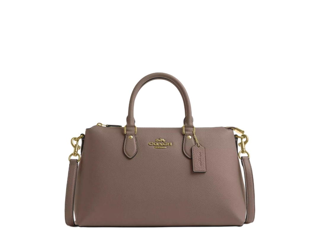 Coach Coach Georgia Satchel In Refined Pebble Leather Dark Stone
