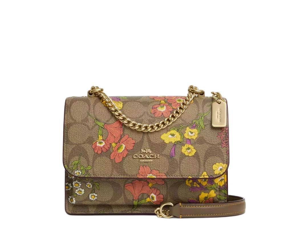 Coach Coach Mini Klare Crossbody Signature Canvas With Floral Print Gold & Khaki