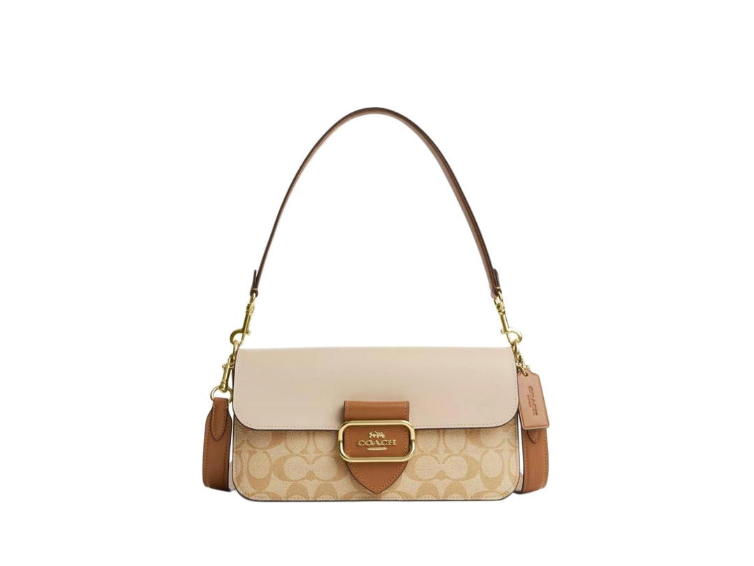 Coach Coach Morgan Shoulder Bag In Blocked Signature Canvas Light Khaki