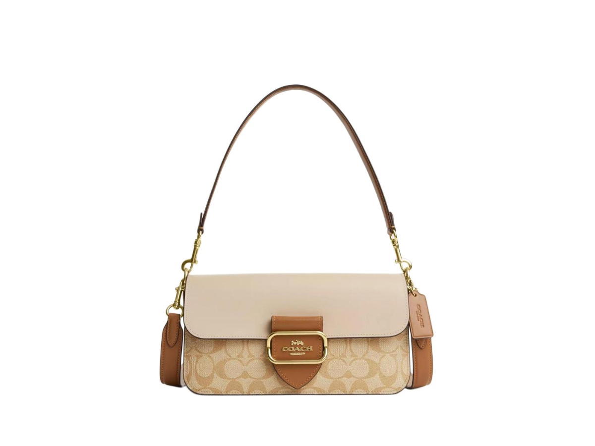 Coach Coach Morgan Shoulder Bag In Blocked Signature Canvas Light Khaki