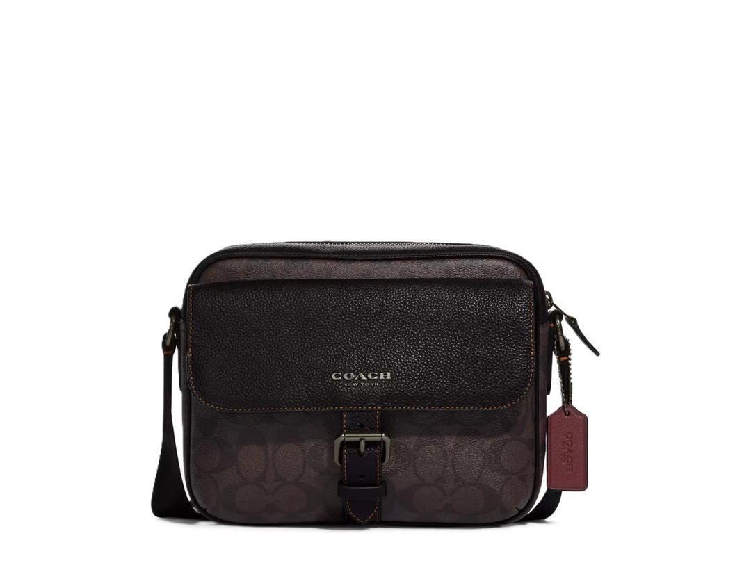 Coach Coach Hudson Crossbody Bag In Signature Canvas Mahogany Black