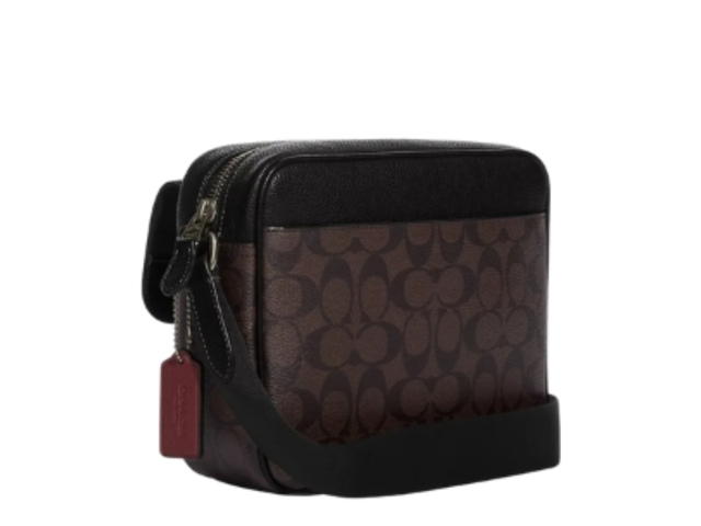 Coach Coach Hudson Crossbody Bag In Signature Canvas Mahogany Black - view 2