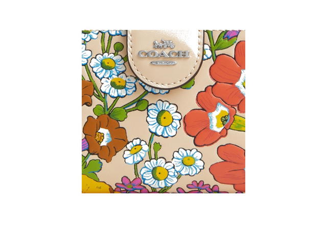 Coach Coach Medium Corner Zip Wallet With Floral Print Ivory Multicolor - view 3