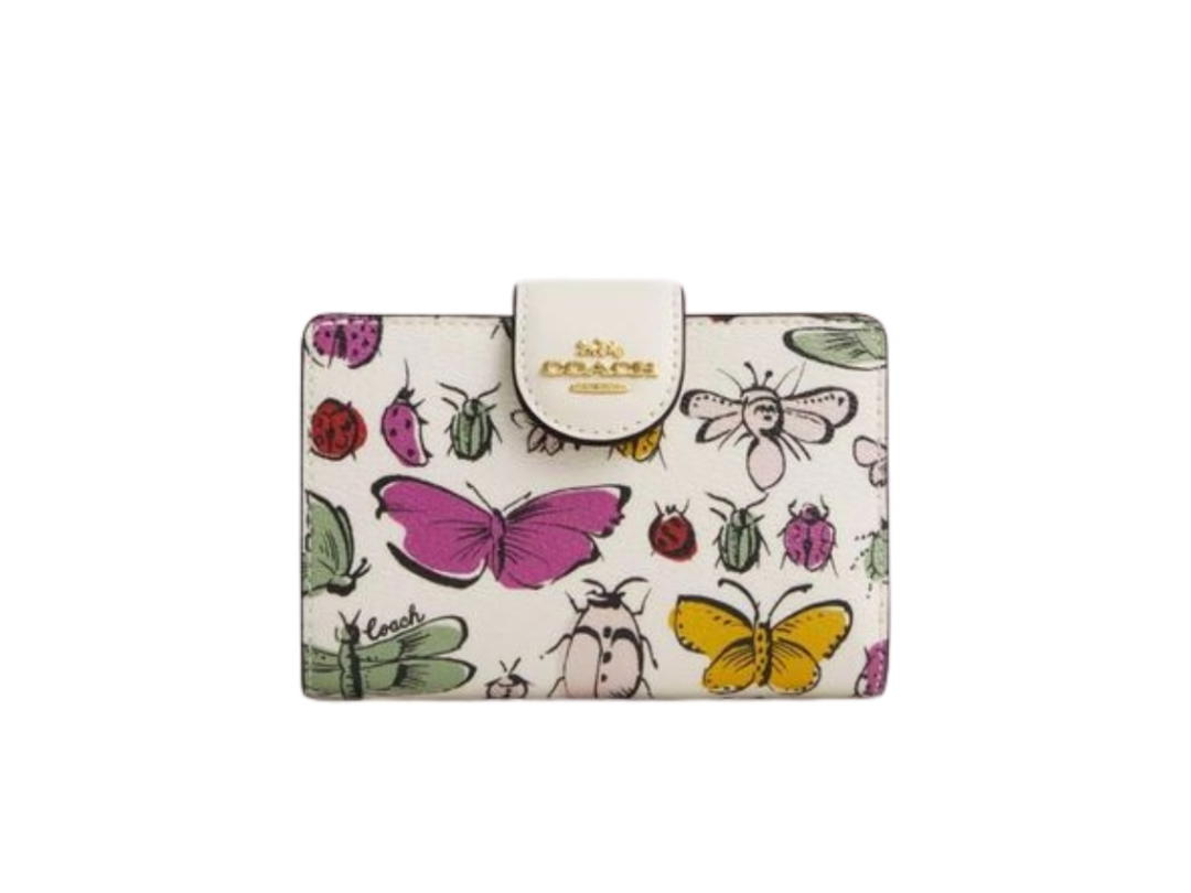 Coach Coach Medium Corner Zip Wallet With Creature Print Chalk