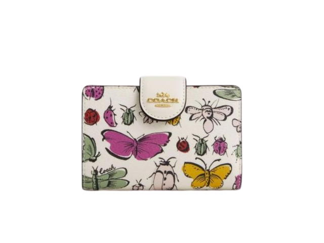 Coach Coach Medium Corner Zip Wallet With Creature Print Chalk - view 1