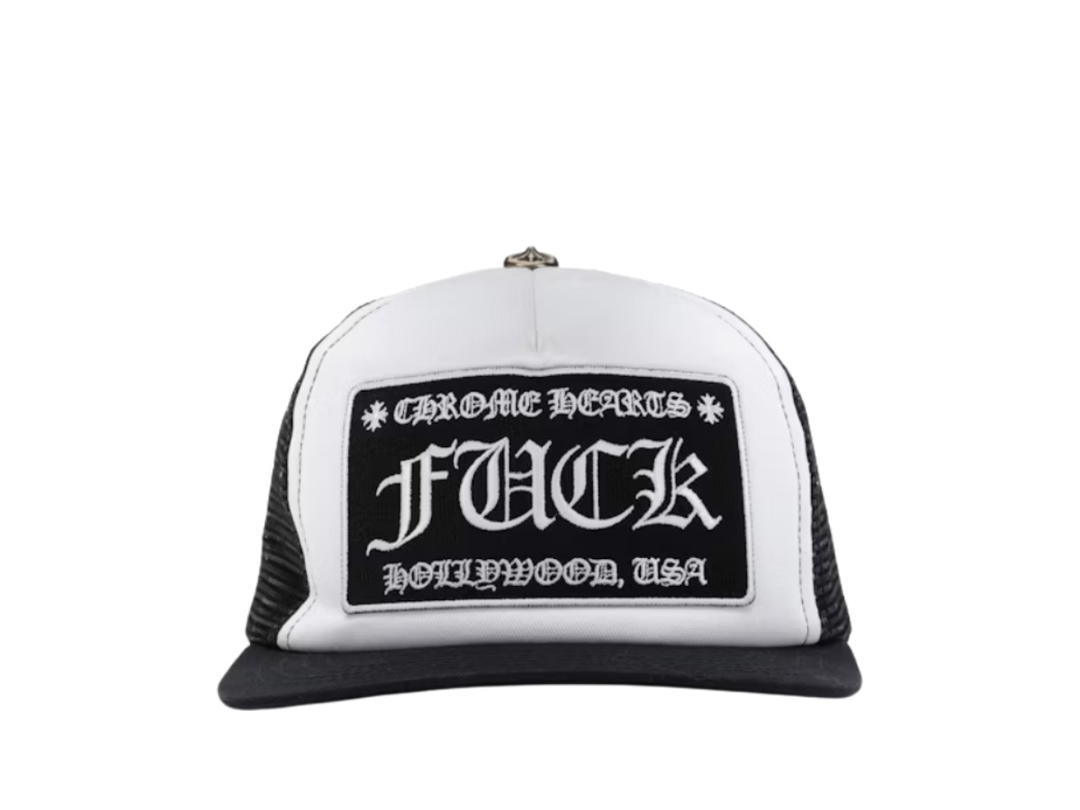 Chrome Hearts Chrome Hearts FUCK Hollywood Trucker Hat Black White