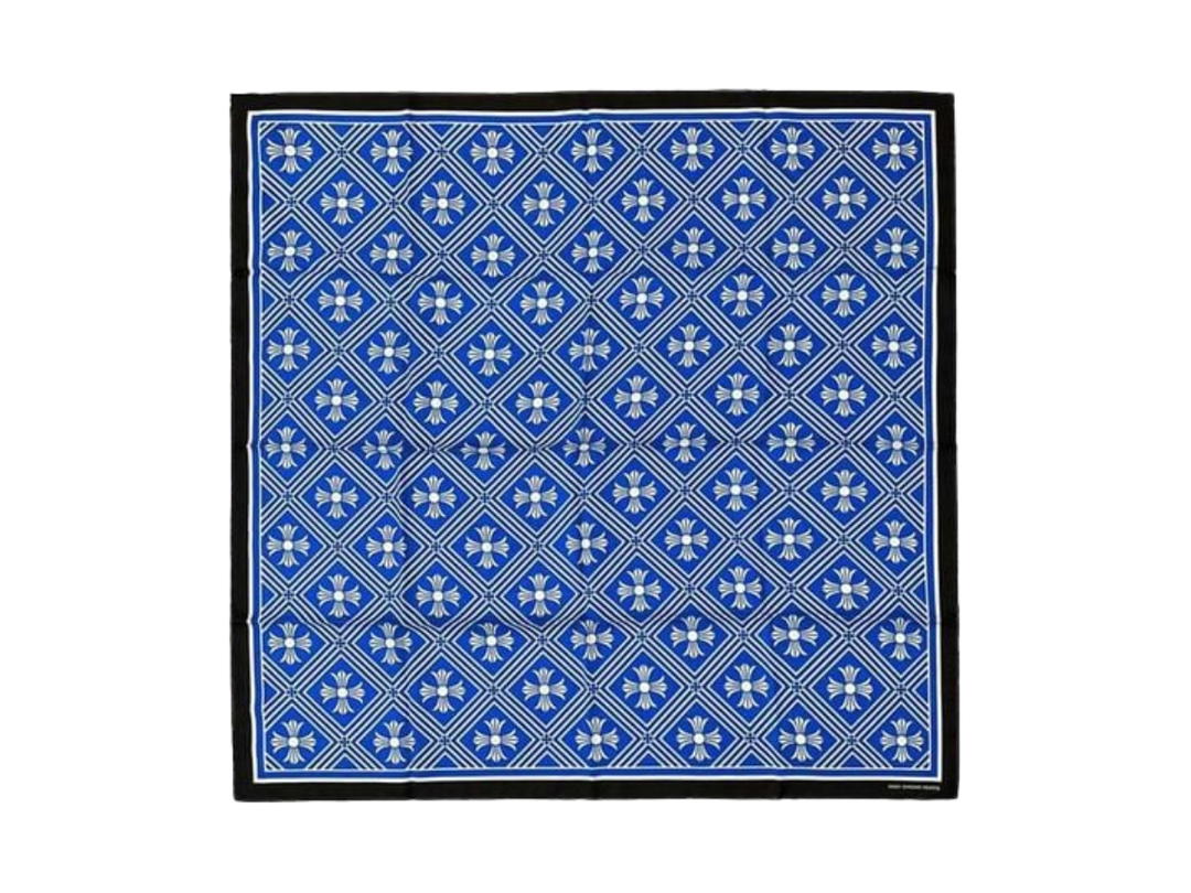 Chrome Hearts Chrome Hearts Cross-Motif Silk Scarf Blue