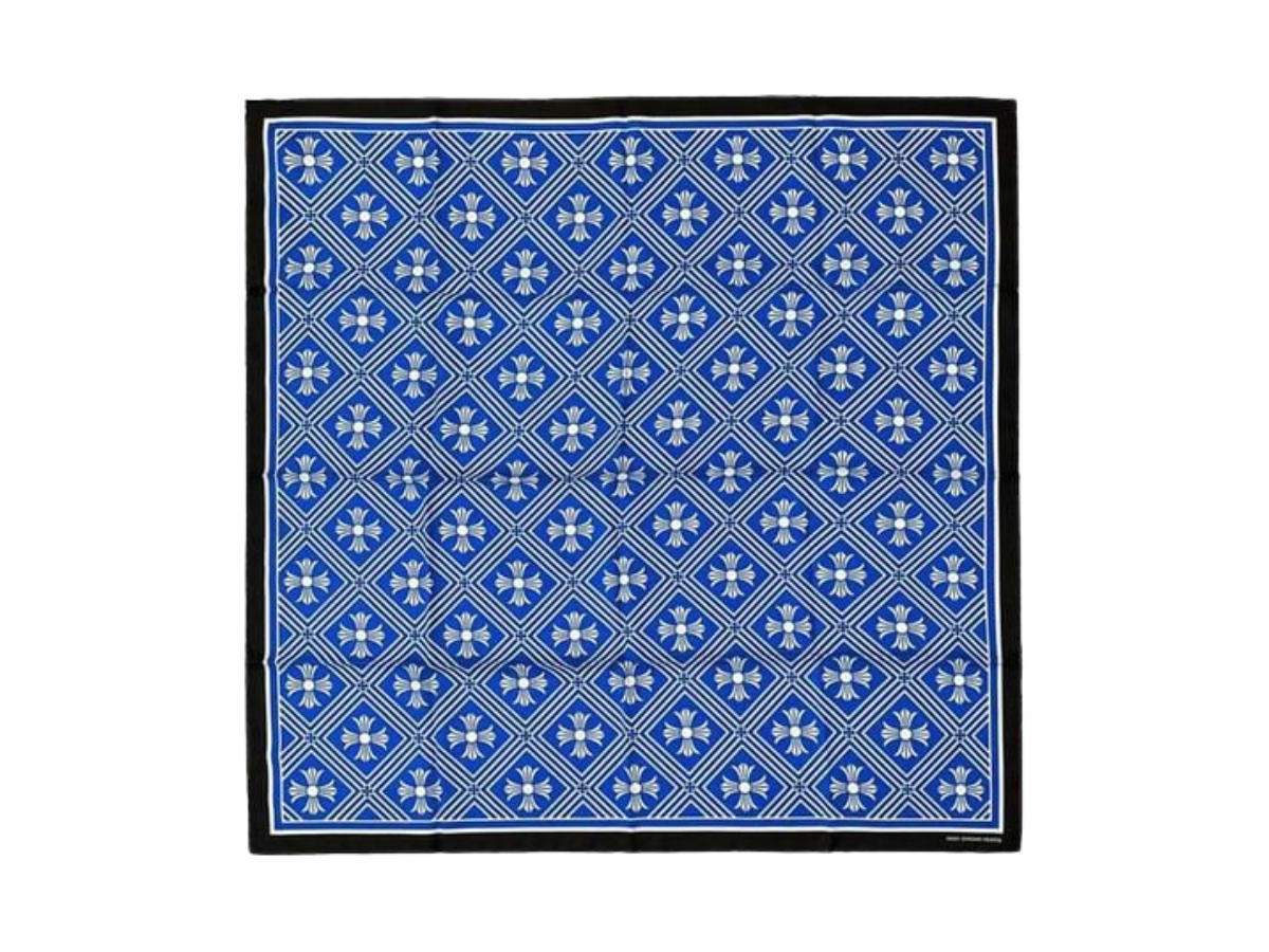 Chrome Hearts Chrome Hearts Cross-Motif Silk Scarf Blue