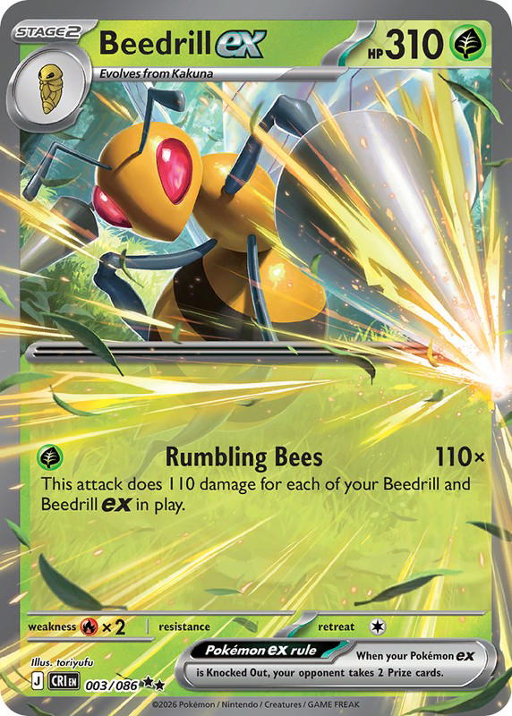 Pokemon Pokemon Beedrill ex RR [CRI 003/086] Mega Evolution "Chaos Rising" (EN)