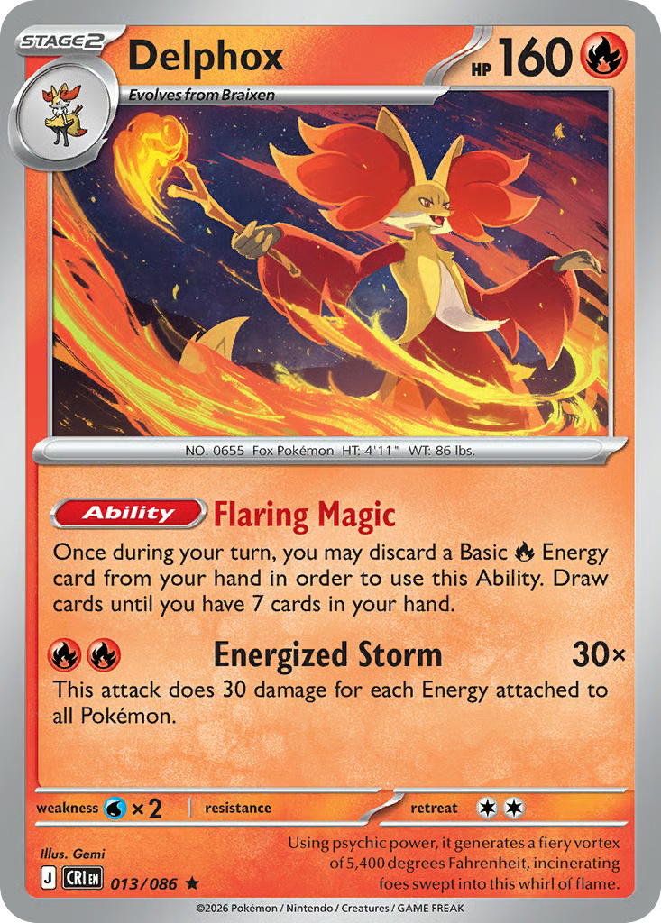Pokemon Pokemon Delphox R [CRI 013/086] Mega Evolution "Chaos Rising" [Deck Exclusives] (EN)