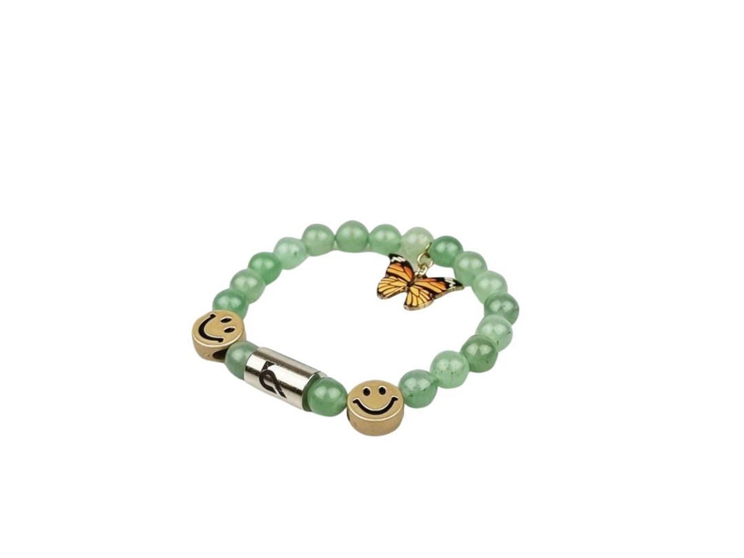 Crowcinz Crowcinz Butterfies Smiley Bracelet (Jade/Yellow)